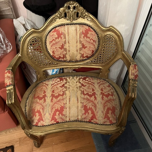 Louis XV classic living room set like new, sofa, armchair & coffee table