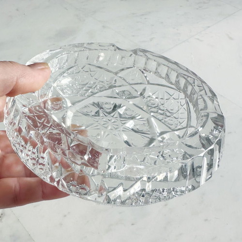 Vintage ashtray handmade crystal from Czech Republic like new