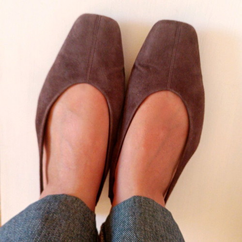 Suede brown ballerinas like new, size 36.5-37, square toe