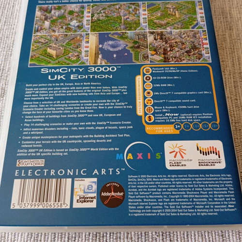 Sim City 3000 UK Edition PC CD Rom like new