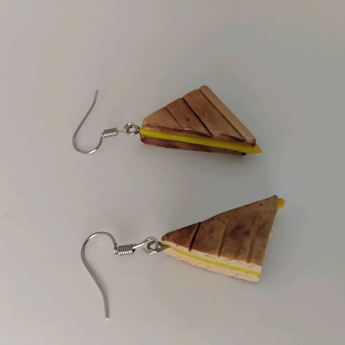 Toast earrings new handmade polymer clay