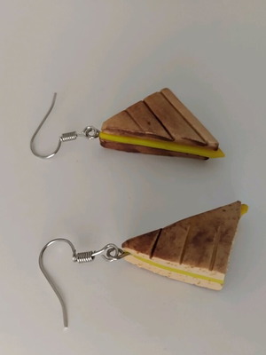 Toast earrings new handmade polymer clay