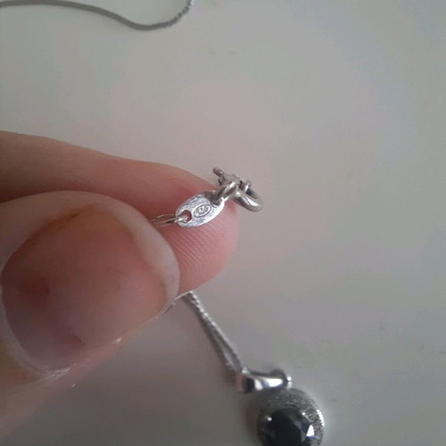 Silver 925 necklace with black stone, used