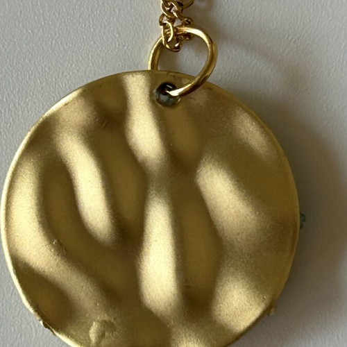 Gold chain with pendant like new, decorated with colorful microcrystals