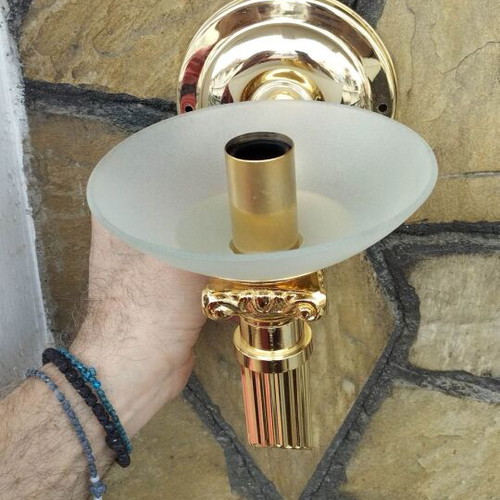 Brass gilded wall lights new, pair
