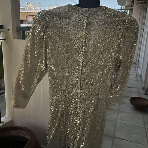 Gold Sequined Dress with Inner Shorts, Excellent Condition, Size 40
