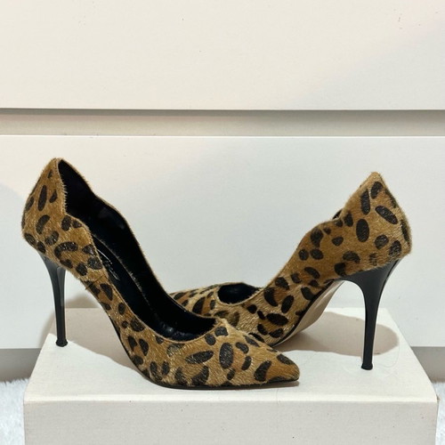 Leopard print pumps used, size 38, brown