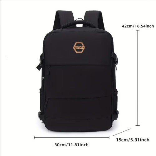 Backpack new, black, suitcase-style opening with large capacity