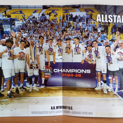 Mykonos Iraklis basketball double poster collectible like new, A1 promotion 2025-26