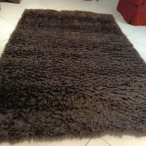 Dark brown rug with long dense pile like new 2.00x1.45