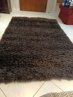 Dark brown rug with long dense pile like new 2.00x1.45
