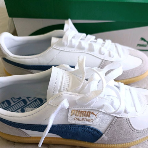 Puma Palermo sneakers size 44 new, white and blue leather