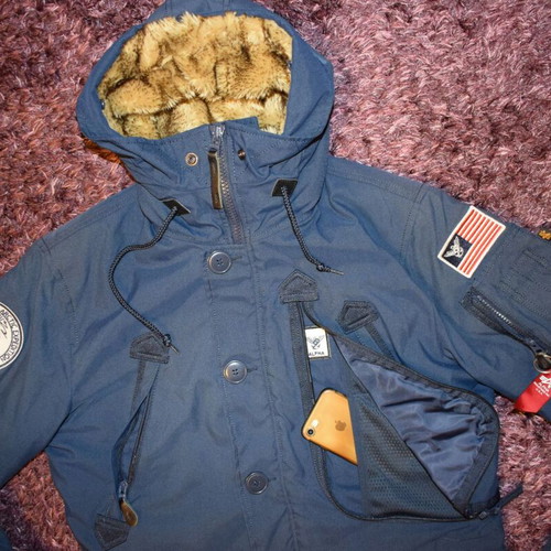 Alpha Industries Polar men's parka jacket size S used, blue