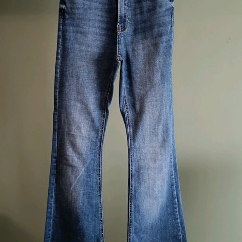 Stradivarius flare jeans used, high waist, blue, size 36