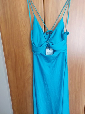 Zara dress blue maxi with straps, new, size Small