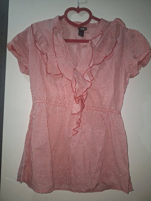 H&M striped blouse shirt, short sleeve, 100% cotton, like new