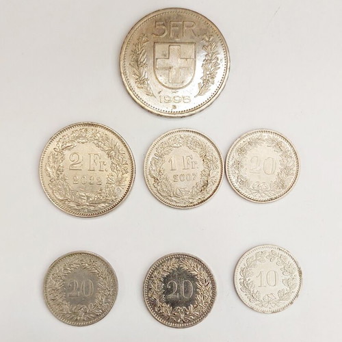Swiss Coin Collection like new, pack of 7 Swiss francs