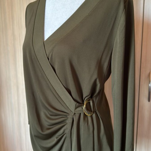 Ralph Lauren women's blouse new, khaki with V-neck and wrap design