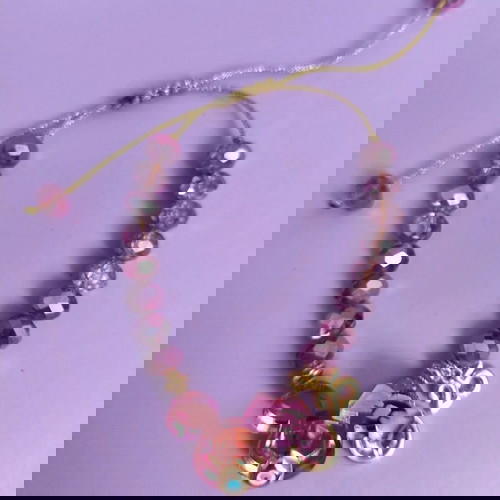 Minnie βραχιόλι λιλά/ροζ/χρυσό like new με ματάκι και ροζ πέτρα