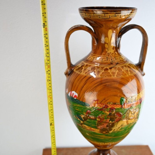 Unique amphora with Greek scenes used, 65 cm height