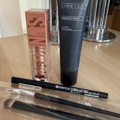 Cosmetics set new, 5 pieces including Maybelline blush and Essence eyeliner