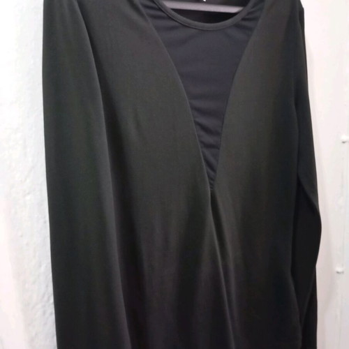 Shein blouse black with transparent neckline size L like new