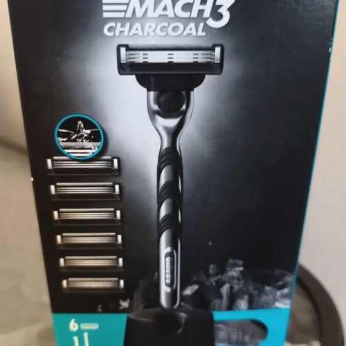 Gillette Mach3 Charcoal ξυριστική μηχανή καινούργια με 6 ανταλλακτικές κεφαλές και βάση