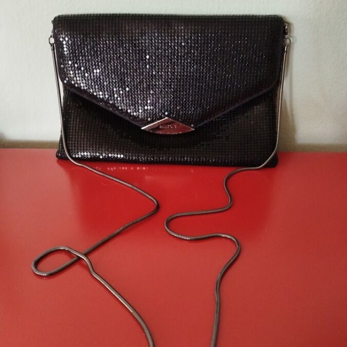 Parfois black evening clutch bag like new with metal mesh