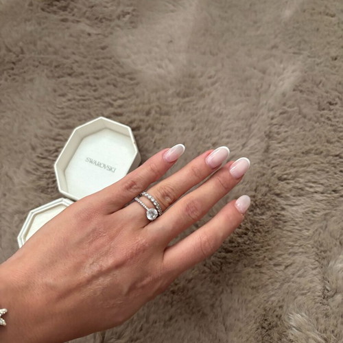 Swarovski duo set cocktail rings Stilla Pave new, white rhodium plating 16.1 mm