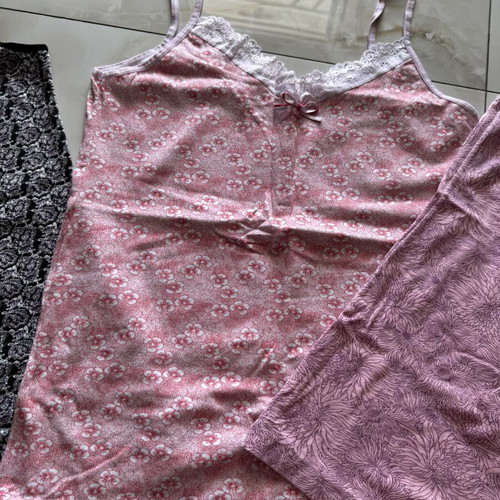 Set of 3 women's camisoles, pink and multicolour, size M-L
