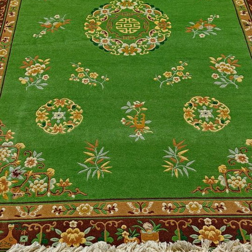 Handmade Chinese rug new, wool, green 200x300 cm