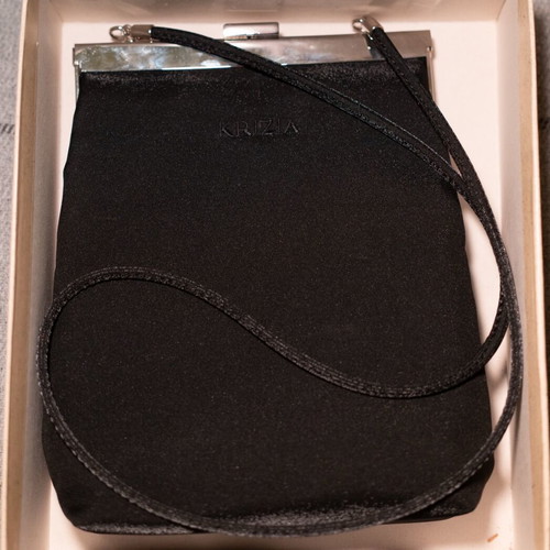 Krizia Milan Italian Black Clutch Handbag boxed, brand new