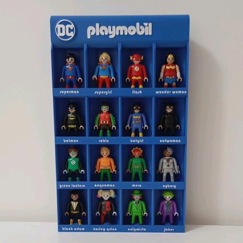 Playmobil Kinder DC Display like new, blue stand without figures