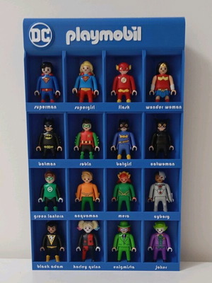 Playmobil Kinder DC Display like new, blue stand without figures