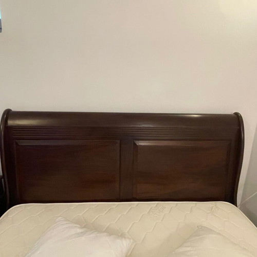 King Size Solid Wood Bed with Mattress and Nightstand like new