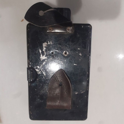 Artas soldier flashlight used, 1950s black with red and green filter