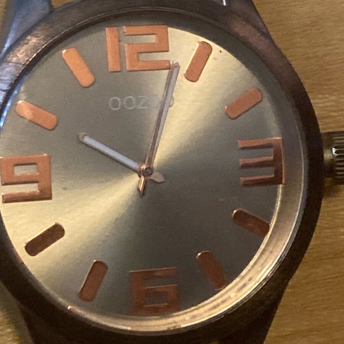 Oozoo watch used, metallic brown with rose gold case without strap
