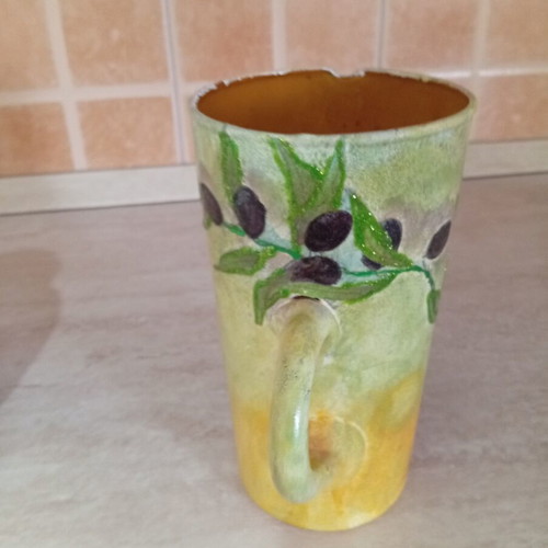 Handmade glass decoupage set (jug & vase)