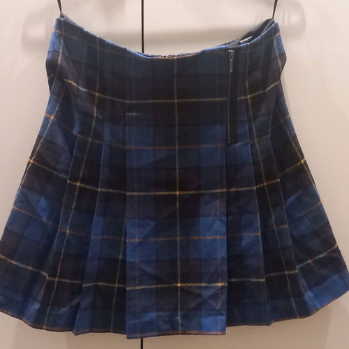 Checked mini wool skirt Marks & Spencer like new, blue, size L