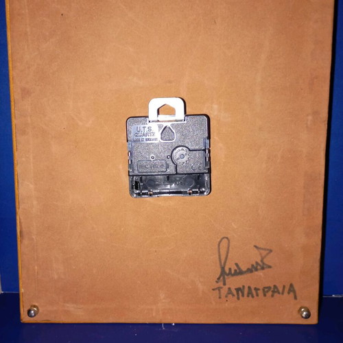 Tanagra Clock used, mixed materials construction in plexiglass frame