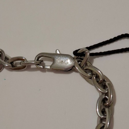 Vintage Dolce & Gabbana D&G silver and gold toned dog tag pendant necklace used