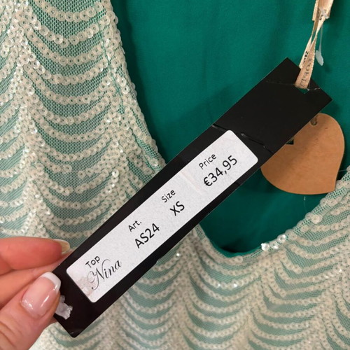 Lofty Manner Nina Top green with sequins size XS new