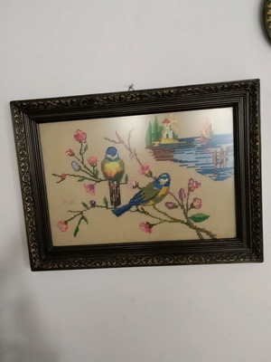 Embroidered painting like new, size 35x25
