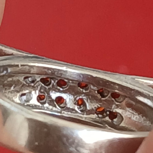 925 silver ring with red zirconia, 17 mm