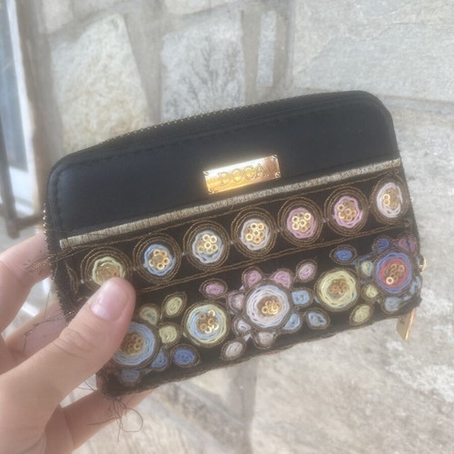 Doca women's wallet new, black and gold