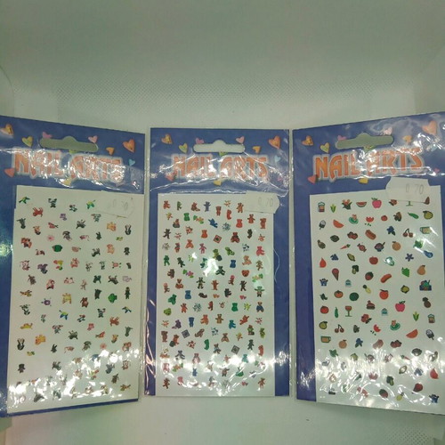 Nail art stickers new, pack of three with fruits, animals, bears
