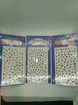 Nail art stickers new, pack of three with fruits, animals, bears