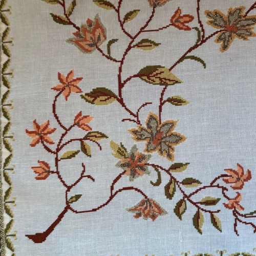 Handmade embroidery with cross stitch and trim like new