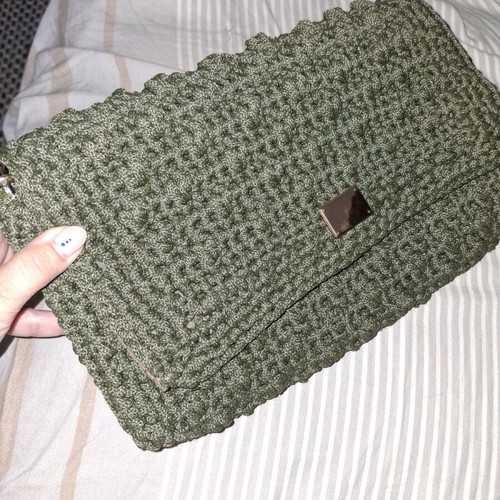 Handmade khaki bag with chain new