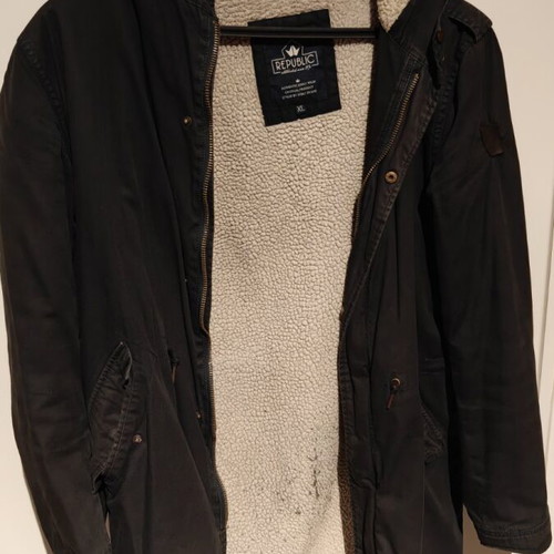 Republic men's long coat used, dark blue, size XL